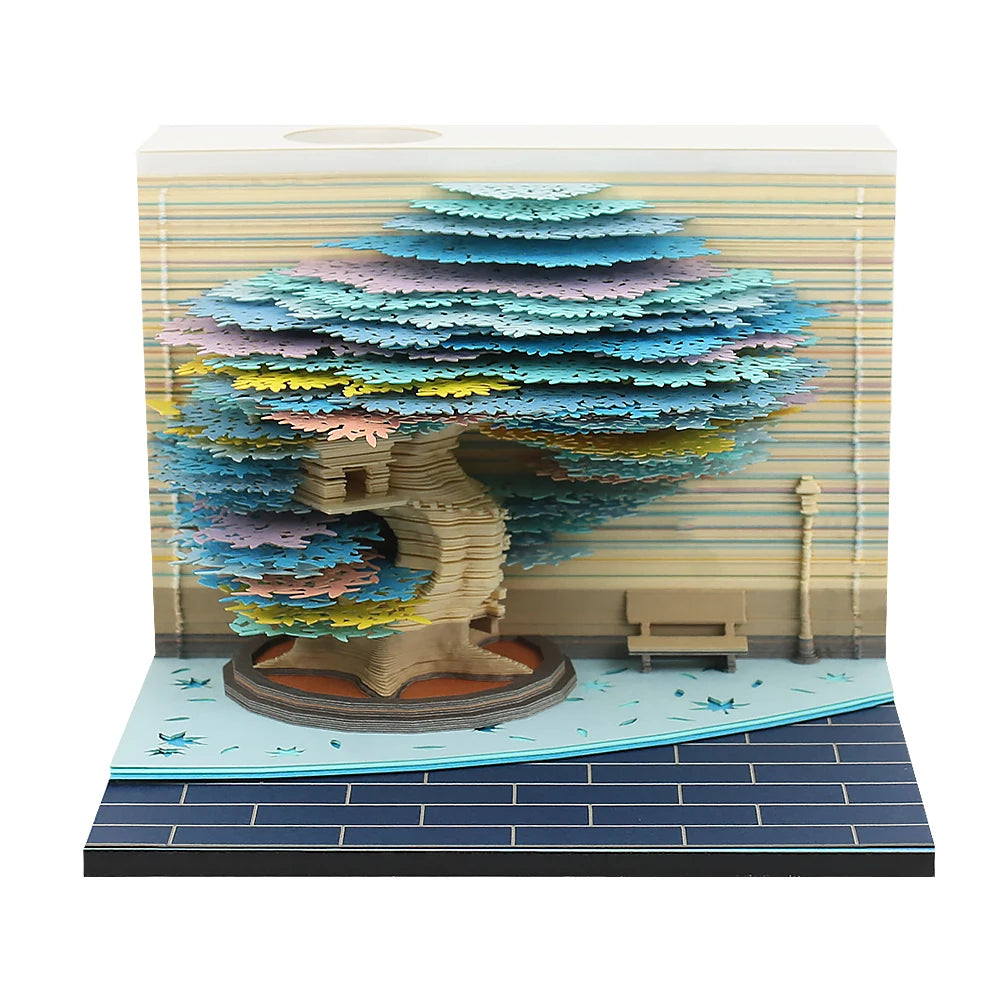 2025 Customized Creative Christmas Gifts Desktop Decorations Tree House Paper Carving 3D Memo Pad With Gift Box