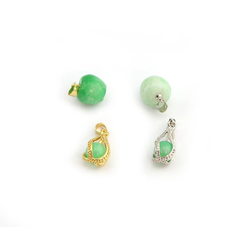 HD0050 2025 New Mini Natural Jade Pendant - Women's Pendant - Apple-shaped Jade Pendant Gold and Silver Colors