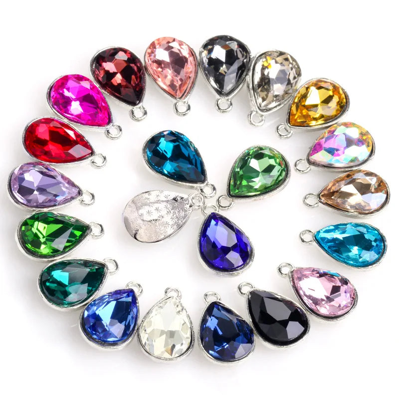 AA00634 Fashion Glass Stone Pendant Drop Charm for Bracelet Jewelry