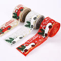 Ychon Christmas Wired Linen Type Cloth Grosgrain Ribbon Set 5m for Gift Wrapping