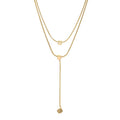 Fashion Jewelry 18K Gold Plated Block Choker Necklace Double Layer Stainless Steel Square Pendant Necklace for Women Party