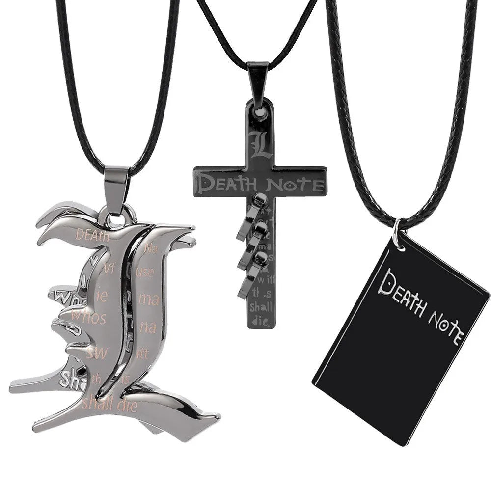 Trendy Hip Pop Metal Hallow Alloy Death Row Records Pendant Cord Necklace