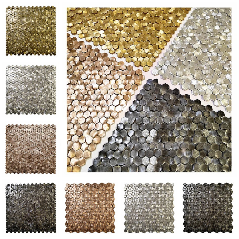 Solid Aluminum Metal Mosaic Customized High and Low Surface Design for Modern Interior for Bathroom Living Room Bedroom Walls