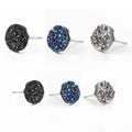 Wholesale Natural Crystal Cluster Black Earrings Natural Ore Multicolor Round Stud Earrings for Men and Women