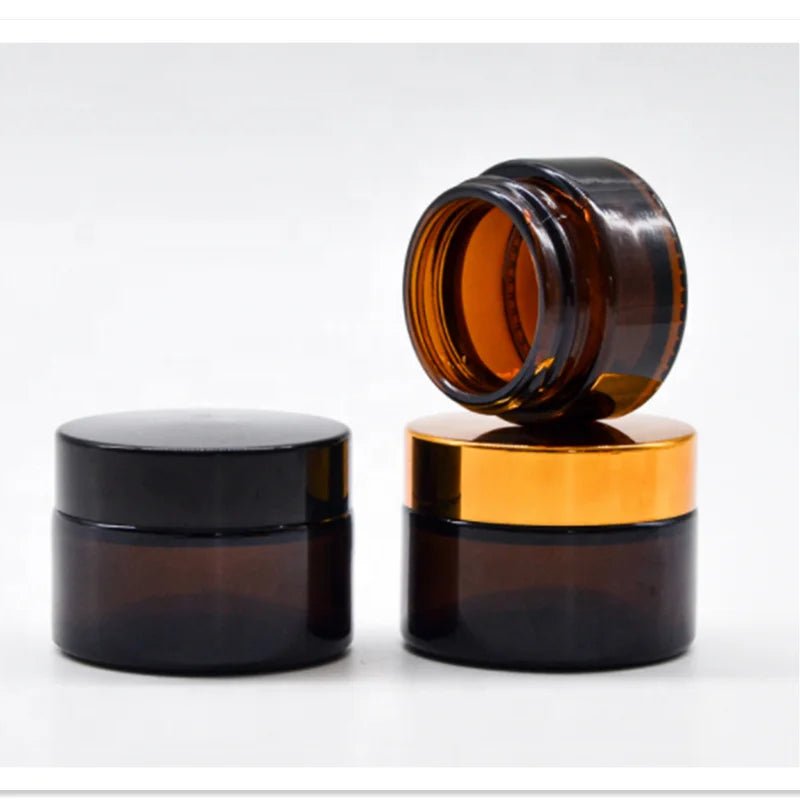 15ml 50ml 60ml 100ml 120ml 4oz Empty Cosmetic Cream Amber Glass Jar Screw Cap Aluminum Lid Skin Care Serum 30ml 5ml