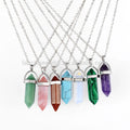 Crystal Quartz Natural Stone Gemstone Bullet Shape Healing Stones Jewelry Point Turquoise Hexagonal Column Pendant Necklace