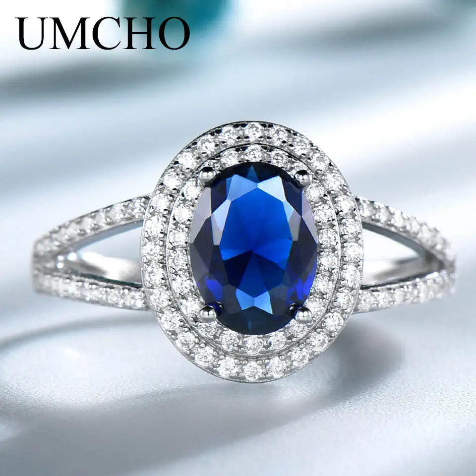 Fine Jewelry Customized 925 Silver 3A Ice Oval Cut Zircon Ring for Women Blue Sapphire Engagement Wedding Rings