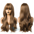 HAOLING Top Supplier Wholesale Custom Dark Brown Synthetic Wigs With Bangs Wig for Women Wigs Synthetic Hair