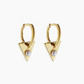 925 Sterling Silver Pearl Triangle Drop Huggie Earring