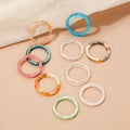New Fashion Ding Yi 10pcs Set Summer Cheap No Fade Thin Acrylic Finger Ring Colorful Acrylic Resin Rings for Women Girls
