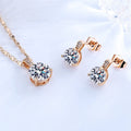 Top Selling Jewelry on 2021 USA Round Cubic Zircon Bridal Necklace Stud Earring Sets 3 Pieces 18k Gold PlatedJewelry Set