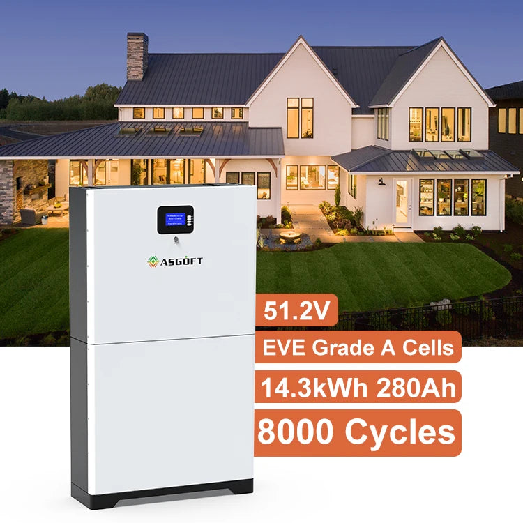 Germany Warehouse Stock 15KWH Lithium Battery 51.2V 48V 280AH Stacked Home Energy Storage Battery Home Storage Solar System