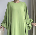 PROMISTAR Polyester Middle East Muslim Women's Long Abaya Dress Open Collar Polyester Park Robe Plus Size Adults