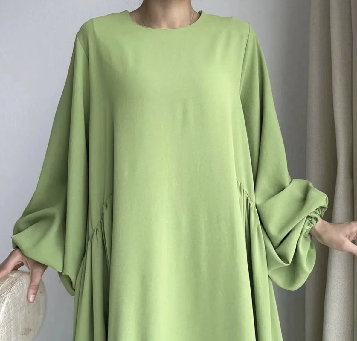 PROMISTAR Polyester Middle East Muslim Women's Long Abaya Dress Open Collar Polyester Park Robe Plus Size Adults