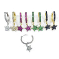 EC1711 Chic Dainty Small Gold Plated Mini Little CZ Micro Pave Star Dangle Charm Earrings with Huggie Hoops