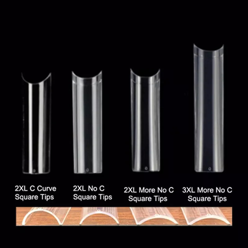 Nail Factory  500pcs ABS Clear Natural Coffin Stiletto Almond Round False Nail Tips Square French Soft Gel-X Nail Tips