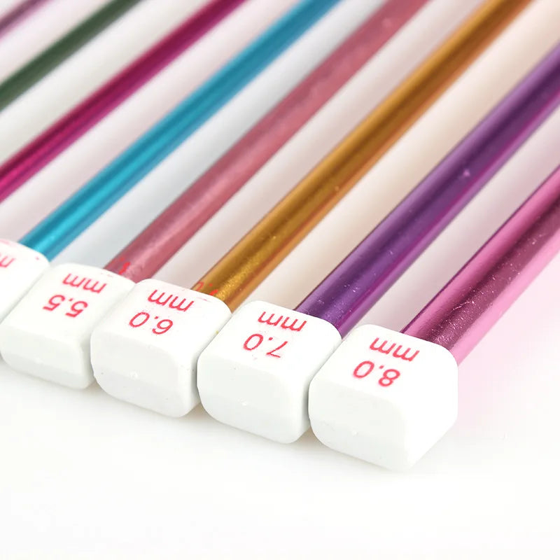 Afghanistan Hot Sell in Stock Colorful Metal Stick Needle Set Fancy Knitting Needle Crochet Hooks for Weaving