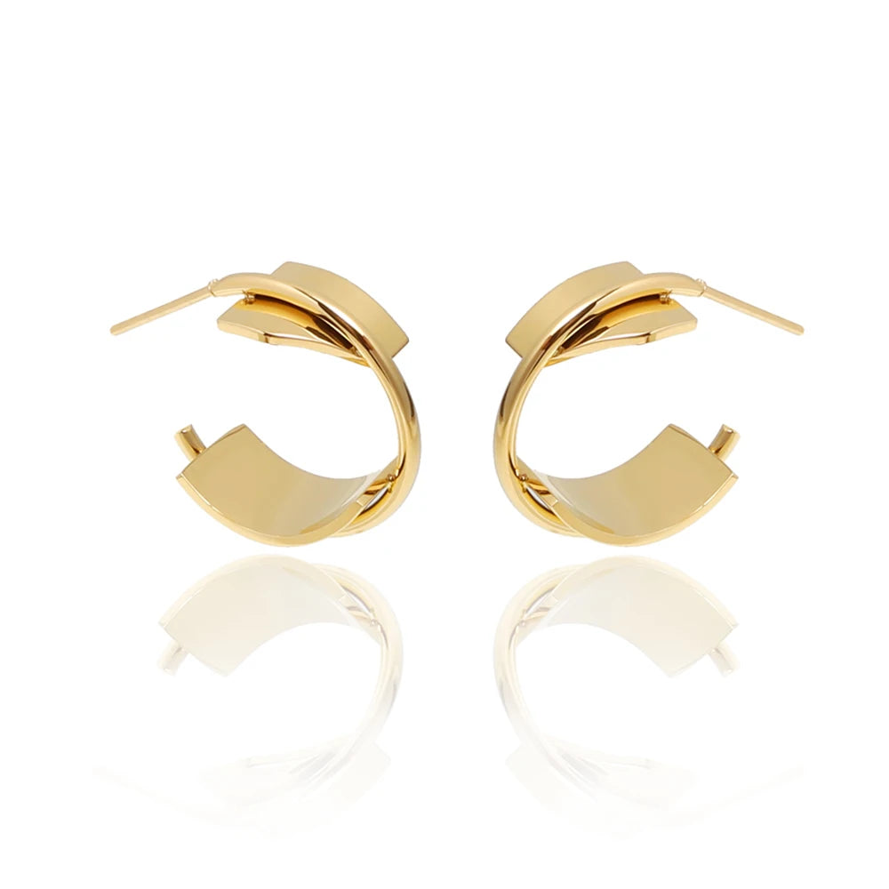Fashion Jewelry Teacher Earrings 18K Gold Plated Geometric Women's Earrings Surgical Steel Hoop Earrings