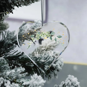HDW Cheap Wholesale K9 Crystal Blank Heart Shaped Glass Ornament Custom Christmas Crystal Glass Ornnaments for Christmas Gifts