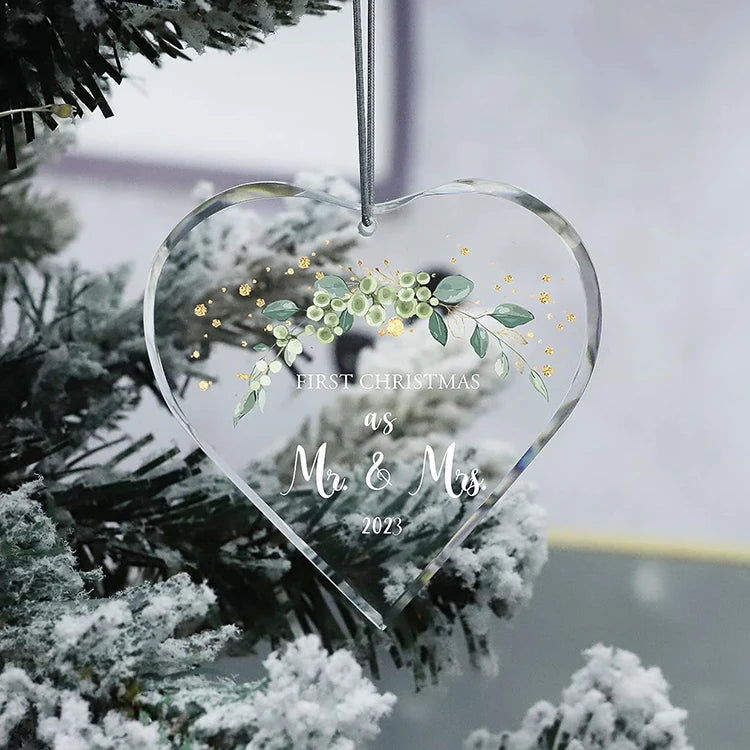 HDW Cheap Wholesale K9 Crystal Blank Heart Shaped Glass Ornament Custom Christmas Crystal Glass Ornnaments for Christmas Gifts
