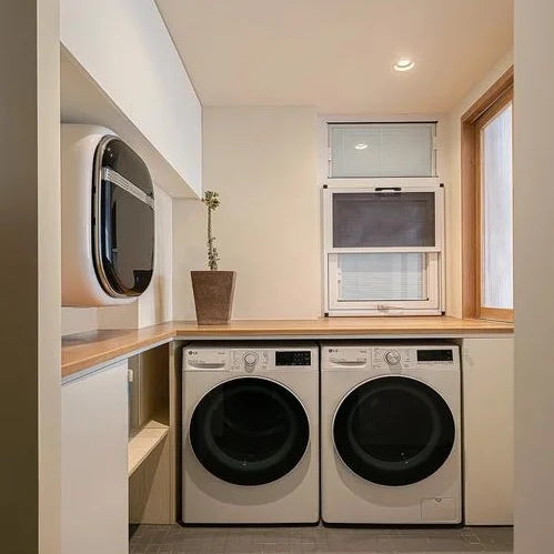 PA Modular Washing Machine Drying Cabinet with Modern Wood Design for Bedroom Laundry Storage