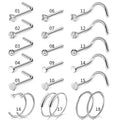 Gaby New Popular Nose Piercing Kit Nose Ring L Bend Stainless Steel Double Nose Ring Hoop for Single Piercing Jewelry