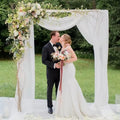 Romantic Pearl Veil Arch Wedding Fabric Outdoor Decorative Table Runner Curtain Chic Lawn Chiffon for Weddings