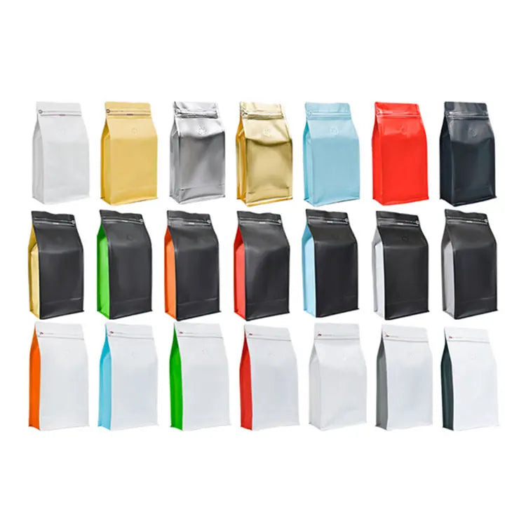 Custom Made Flat Bottom 100g Matt Finish Black Flexible Packaging Ziplock Roasted Coffee Bag Pouches
