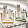 Nordic Luxury Clear Kitchen Flatware Chopsticks Storage Drain Rack Cutlery Holder With Metal Rack Drain Storage Holder
