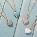 Healing Gemstone Faceted Amethyst Heart Star Necklace Reiki Birthstone Rose Quartz Fengshui Energy Necklace Valentine Jewelry