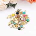 Wholesale 6mm Resin Druzy Pendant Link Gold Plated Stainless Steel Colorful Round Imitation Druzy Connector