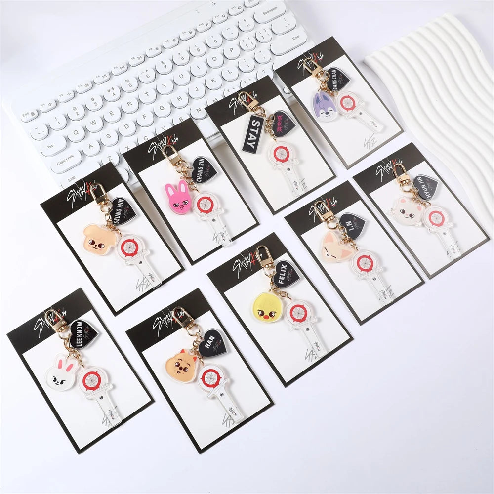 KPOP Stray Kids Acrylic Keyring SKZ Cartoon Figure Keychain Pendant BangChan Felix HyunJin Rock STAR Bag Accessories Fans Gift