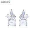 LUOTEEMI Fashion Jewelry Statement Earing Woman Flower Zircon Elegant Wedding Bridal Cubic Earring Charm