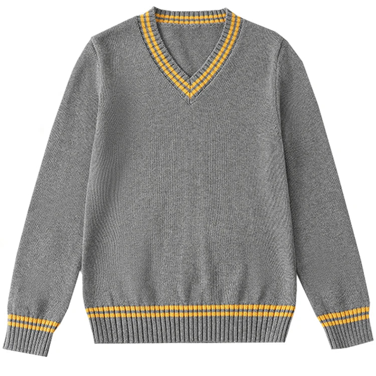 Factory Direct Supply Children Knitted Uniforms Customized Logo Long Sleeve V Neck School Sweater Uniform With Wholesale Price
