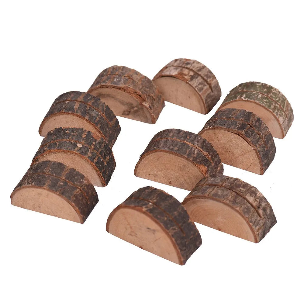 Photo Clip Wooden Tree Stump Note Holder Wood Base Cards with whirlpool Line Wooden Bark Memo Holder