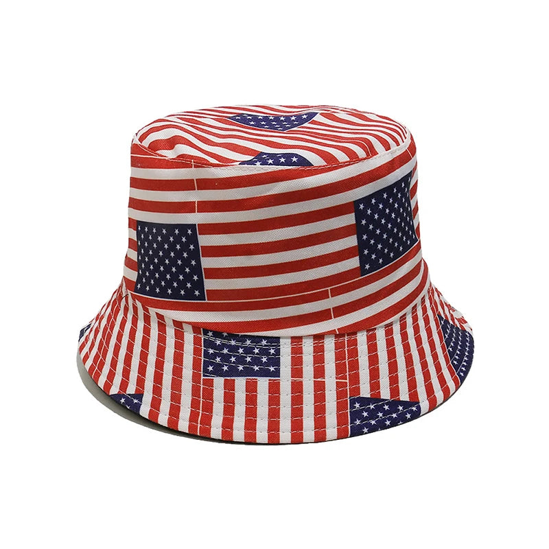 Landfond America Caribbean Bucket Hat Fashion Sun Cap Packable Fisherman Hat for Women Men Summer Travel Hat