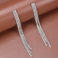 Luxury Multi Rows Diamond Long Tassel Earrings Bling Cz Zircon Long Drop Earring for Women Jewelry