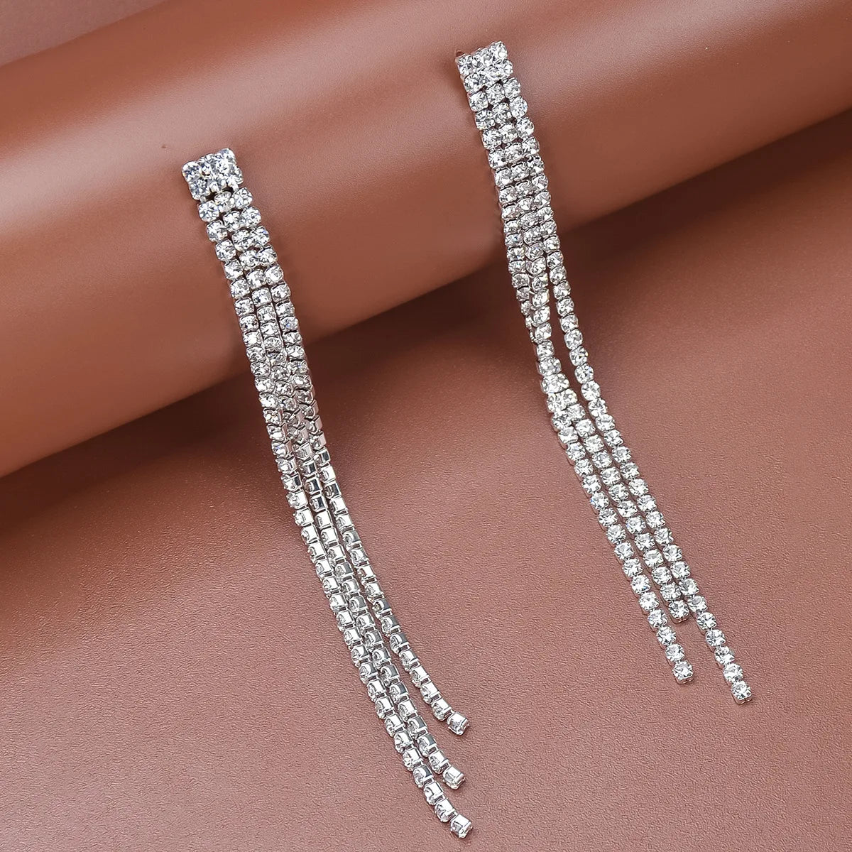 Luxury Multi Rows Diamond Long Tassel Earrings Bling Cz Zircon Long Drop Earring for Women Jewelry