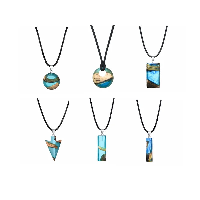 2020 Crystal Glass Pendant Engraved Necklace Plant Specimen Natural Wooden Stone Pendant Necklace Custom Crystal Resin Necklaces