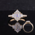 Special Cutting Hexagon Shape with Pave Stone 14K Yellow Gold Moissanite Ring for Women