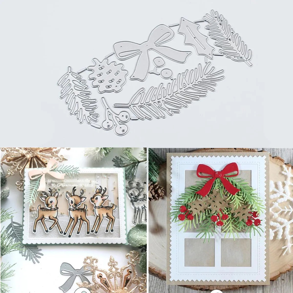 Christmas Leaves Pine Metal Cutting Dies Stencil Xmas Scrapbooking Embossing DIY Craft Decor