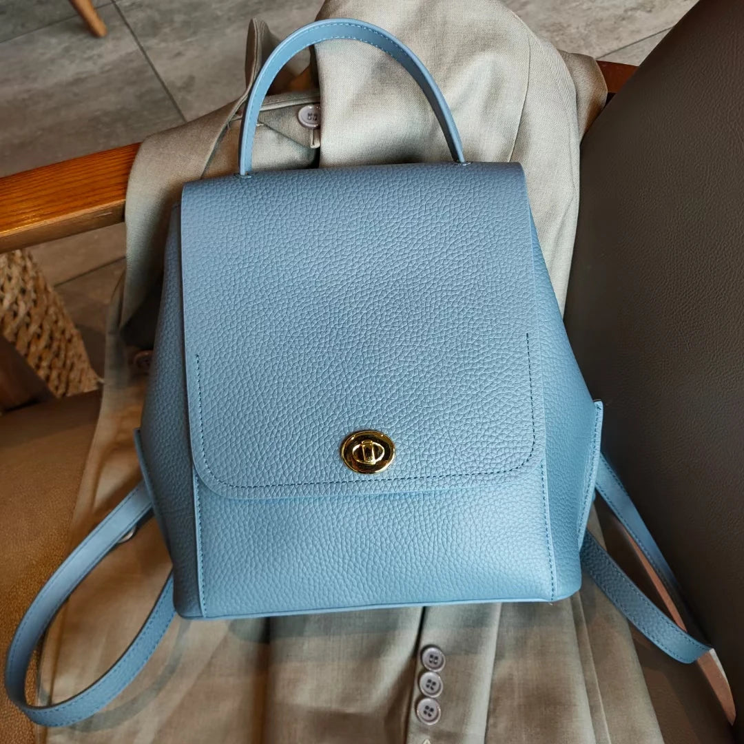 Elegant Backpacks for Women Korea Fashion Genuine Cow Leather Classic Backpack Female Travel Shoulder Bags Cowhide