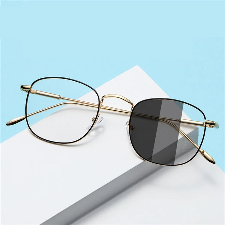 Photochromic Glasses Alloy Gold Round Myopia Lunettes Anti Lumiere Bleu Armazones Photocromic Eyeglasses Frames Optical Glasses