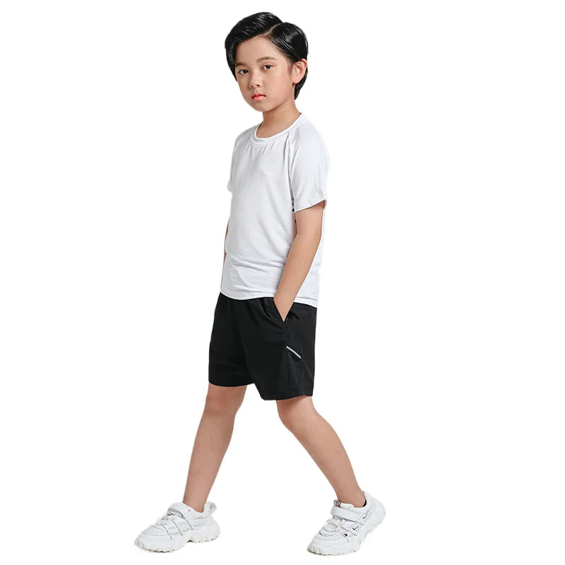 Kids Jogger Sets Dry Fit Shirt and Shorts 2 Piece Sport Set Dry Fit Tracksuit for Children