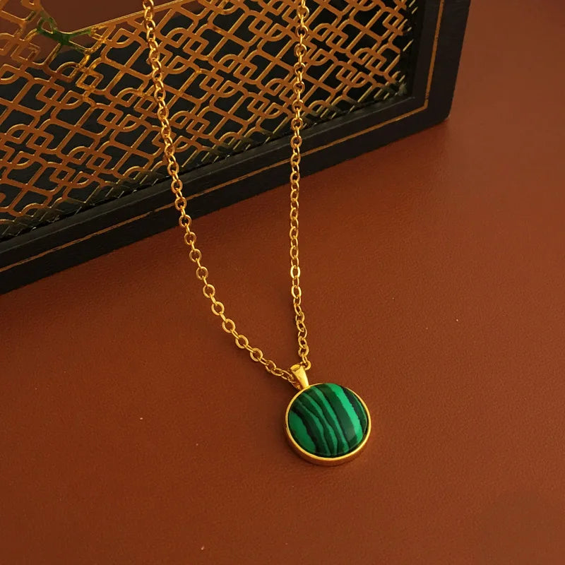 RisingMoon18K Gold Round Gem Stones Necklace Choker's Chain Necklace Gifts Necklaces Jewelry for Women