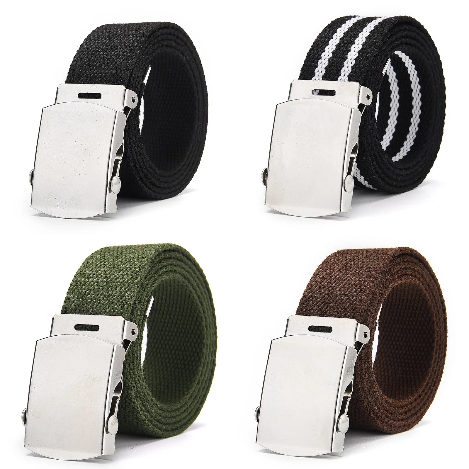 2024 Fashion Design Custom Blank Outdoor Canvas Belt Korean Style Men's Belt Female Youth Plain Woven Fabric Belt for Student
