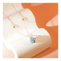 Free Design S925 Sterling Silver Necklace Natural Aquamarine 14K Gold Diamond Pendant