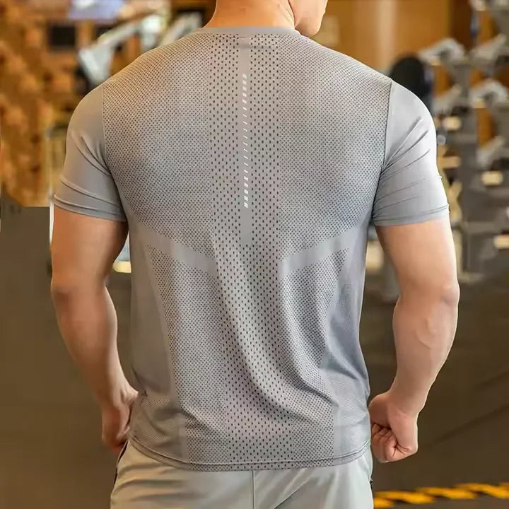 Men's Breathable Short Sleeve Gym Shirts Camisetas Deportivas Athletic Quick Drying Running Sports T Shirts Workout T Shirt