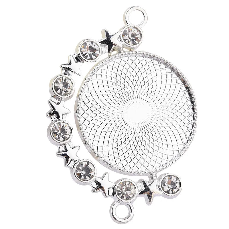 OG018 Fashion 25mm Rotation Double Side Star Glass Cabochon Base Tray Charm Crystal Alloy Base Pendant Jewelry Accessories MegaBDM