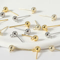 925 Needle Ball Head Pin 18k Gold Plated Earring Jewelry Making Brass Smooth Horizontal Closing Pendant Needle Holder